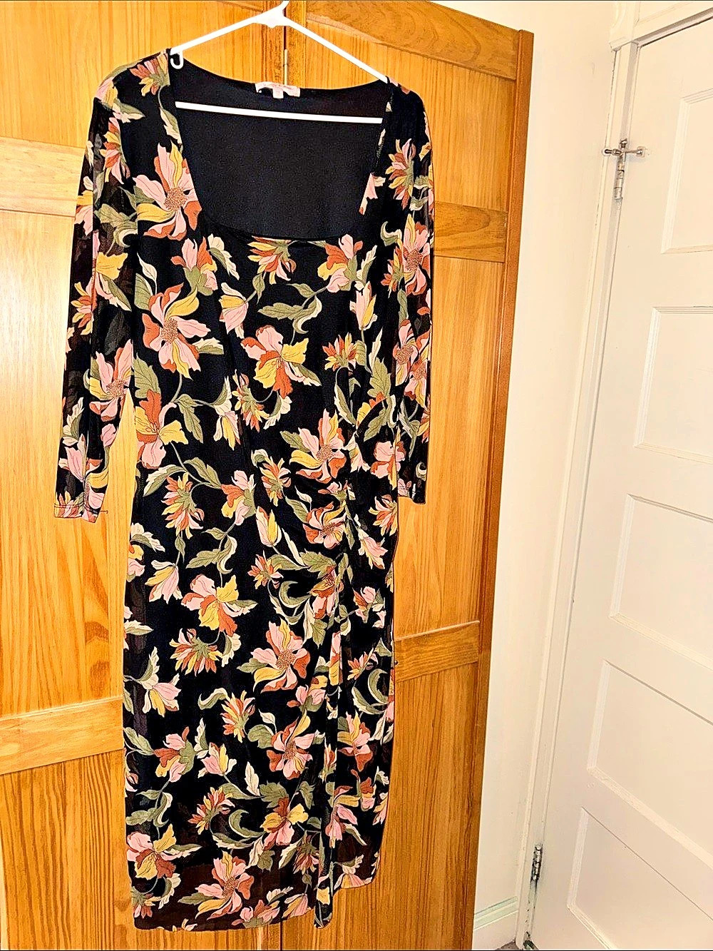 Floral Maxi Dress in Black & Pink Like New
